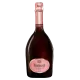 一瓶 Ruinart Brut Rosé 香槟 - 珊瑚色，标志性标签