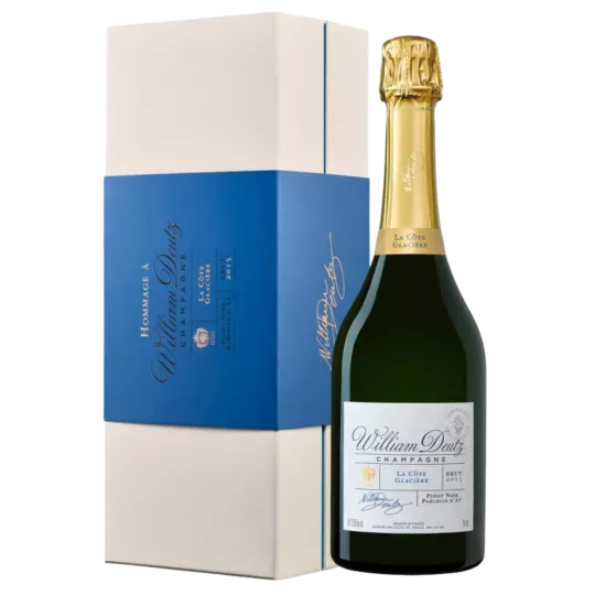 Deutz La Côte Glacière 2015 香槟，正面，白色标签，金色瓶盖