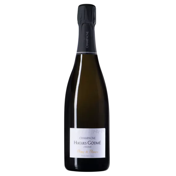 一瓶 Hugues Godmé Extra-Brut Premier Cru Blanc de Blancs BIO 香槟，正面图