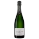 阿贝雷 1757 Blanc de Blancs Brut 香槟酒瓶，正面图，金色背景上的白色和黑色标签