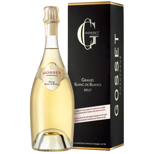 一瓶 1.5 升 Gosset Grand Blanc de Blancs Brut Magnum 香槟，正面图