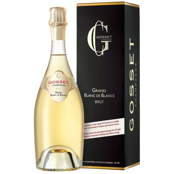 一瓶 1.5 升 Gosset Grand Blanc de Blancs Brut Magnum 香槟，正面图