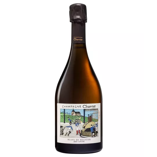 一瓶 Chavost Blanc de Meunier Brut Nature 香槟，正面图