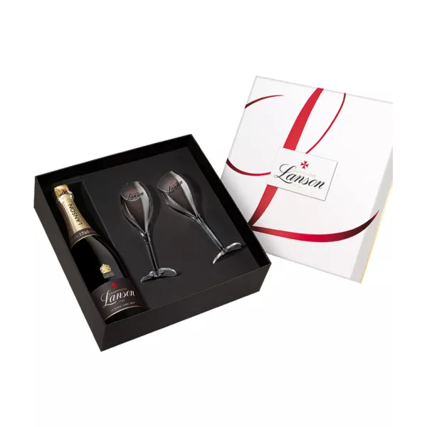 LANSON champagne Gif Set Black Label with 2 glasses