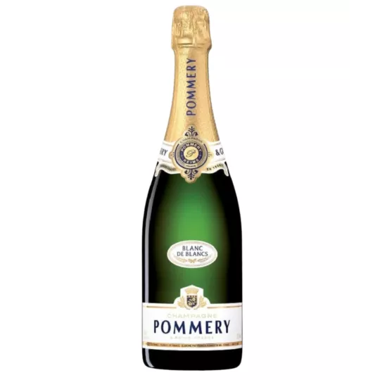 Pommery Apanage Blanc de Blancs 香槟，正面，白色和金色标签
