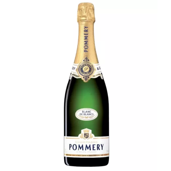 Pommery Apanage Blanc de Blancs 香槟，正面，白色和金色标签