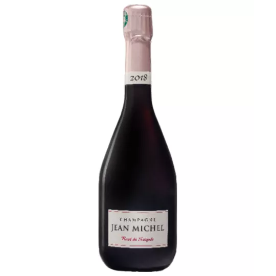 Jean Michel Rosé de Saignée 2018 香槟酒瓶，浓郁的桃红色，正面图