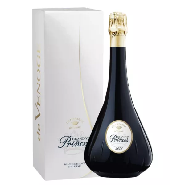 2014 年 De Venoge Grand Vin des Princes Blanc de Blancs 香槟，正面图
