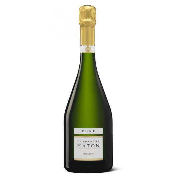 哈顿纯酿香槟，白色标签，金色瓶盖，正面图