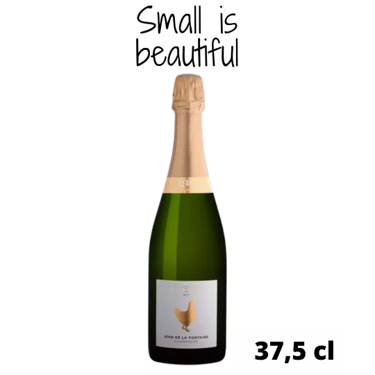 半瓶 Jean de La Fontaine L'Éloquente Brut 香槟，中性背景正面图