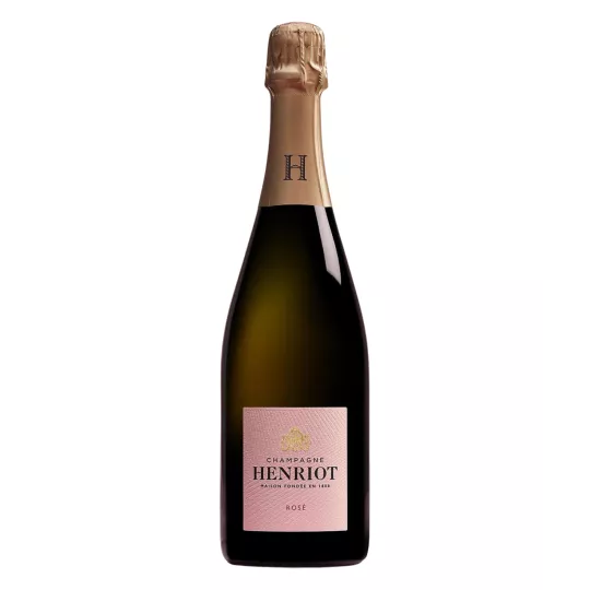 一瓶 Henriot Brut Rosé 香槟--三文鱼色泽，泡沫丰富