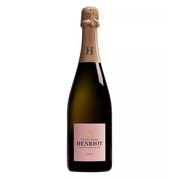 一瓶 Henriot Brut Rosé 香槟--三文鱼色泽，泡沫丰富
